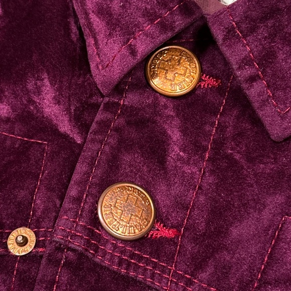 Vintage Jean Paul Gaultier Jeans Velvet Purple Gold Trucker Jacket Womens XS - Picture 4 of 14